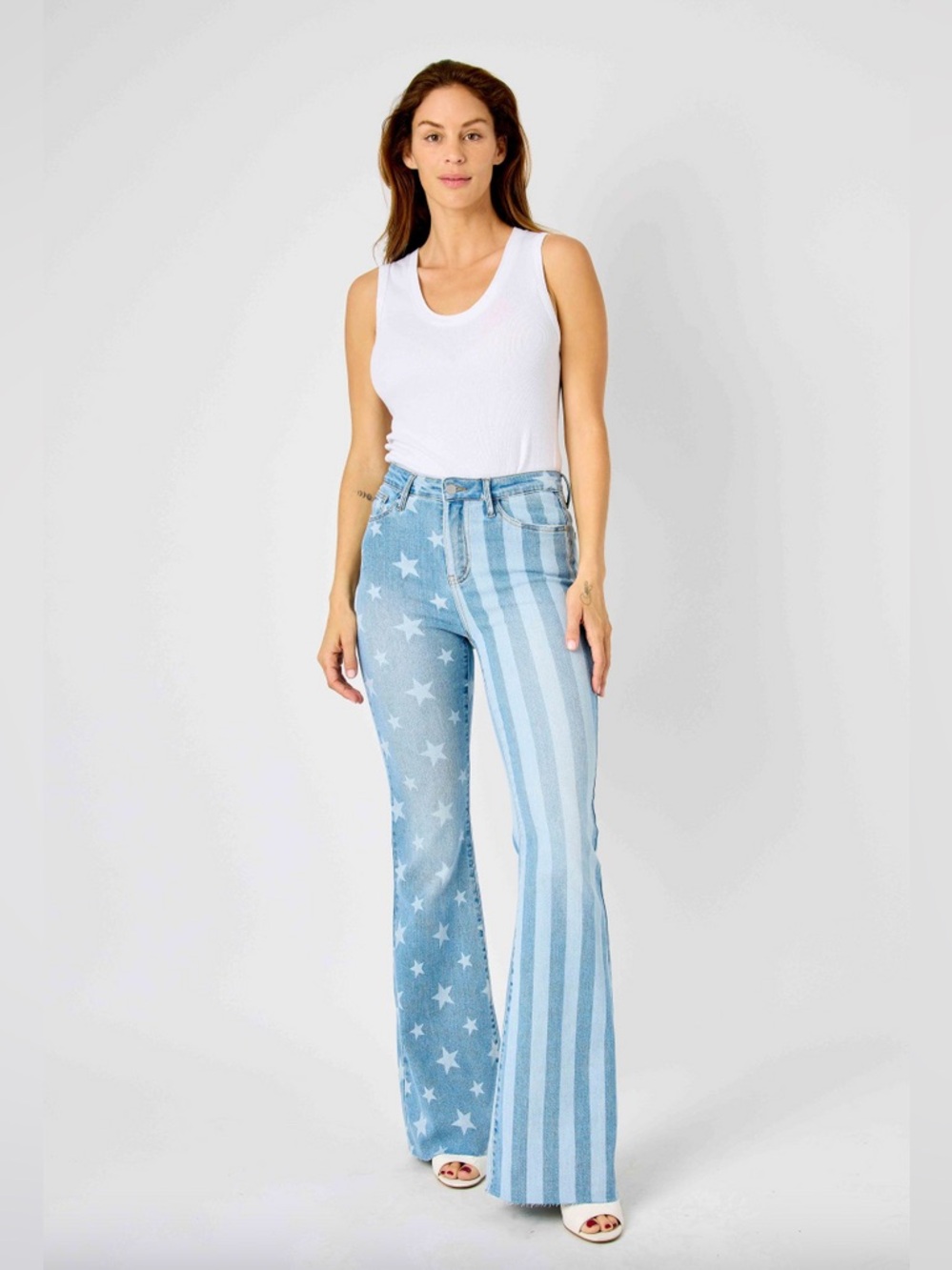 JUDY BLUE Jeans Stars Stripes Flare High Rise Flare Western American Flag 5/27
